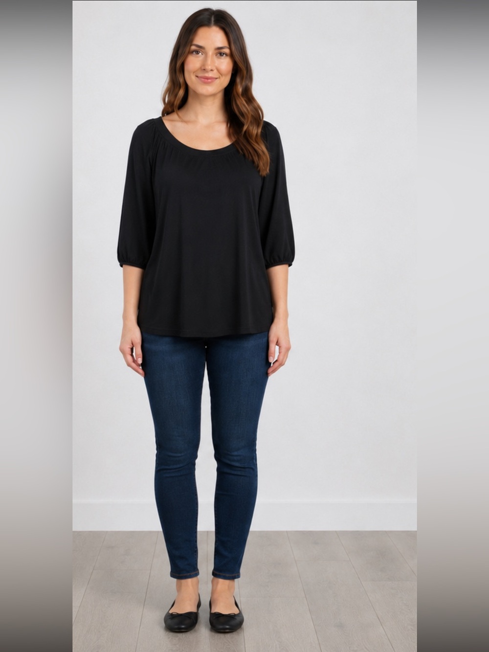 Susina Women’s 2X Black 100% Pima Cotton Scoop Neck Tunic Top Plus Size Perfect